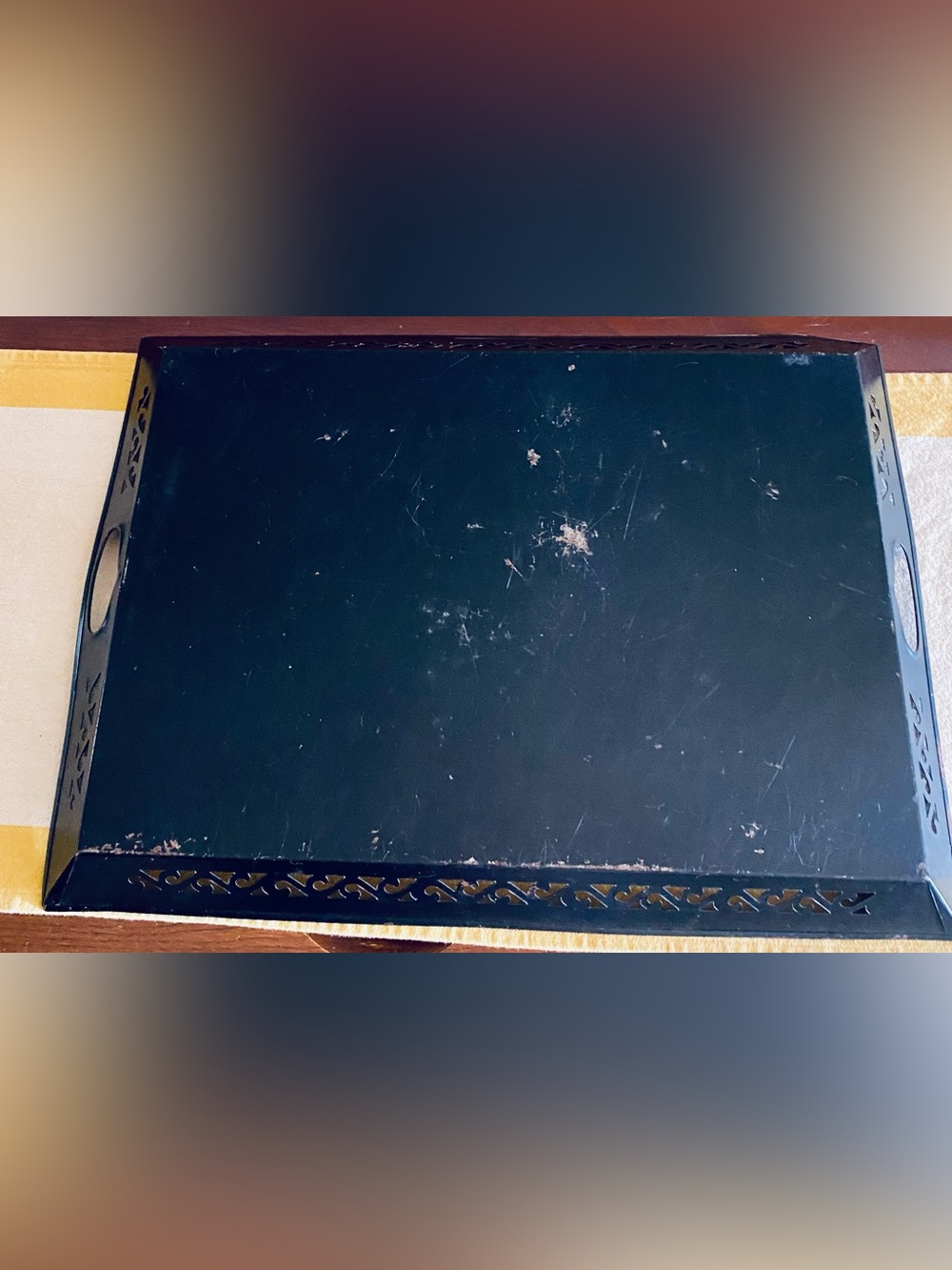50’s Large Hand Painted Metal Tray - Picture 6 of 8